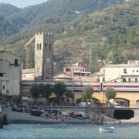 view of Monterosso from the boat
