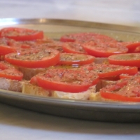 Bruschetta with ripe tomatoes & oregano