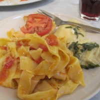 A yummy lunch with red Chianti wine!