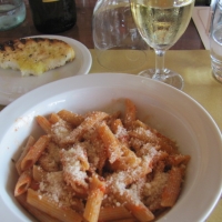 Veggie version of lunch for me was pasta with tomato sauce - simple but yummy