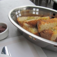 Grilled bread with a delicious olive dip