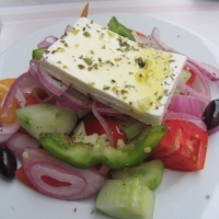 Greek salad! This was so yummy with the feta.