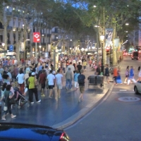 always people going somewhere in Barcelona at night