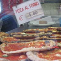 pizza in the window